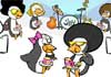 Funky Penguin Sister Birthday ecard