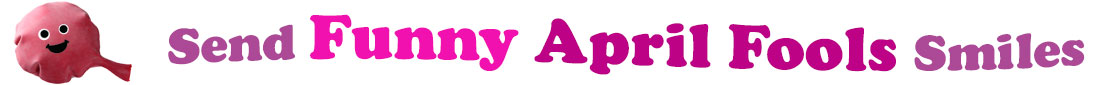 The banner image for this Funny April Fools Day ecards category has a pink whoopee cushion on the right side. The whoopee cushion has a smiley face on it. At the right of the whoopee cushion are the following words "Send Funny April Fools Smiles". The text is in three shades of color, lavender, hot pink and magenta. The words are set in two curvy lines and on the first line are the words "send Funny", then on the second line are the words "April Fools" and under is the word "Smiles". The words are set in a curvy line. The image is at the top of the Funny April Fools Day ecards page.
