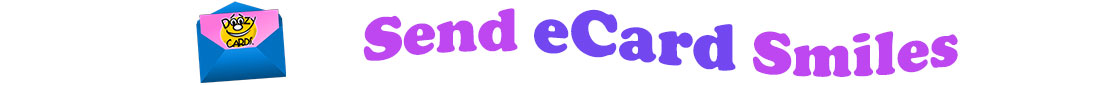 The banner image for this ecards category has a blue envelope on the right side. The envelope is open and a piece of pink card or paper is half pulled up from inside. On the card we see the yellow smiley face Doozycards logo with the words "Doozy Cards" superimposed upon the face such that the double o's make the face's eyes.. At the right of the envelope are the following words "Send eCard Smiles". The word "eCard" is in purple and the words "Send " and "Smiles" are in lighter violet. The words are set in a curvy line. The image is at the top of the eCards page.