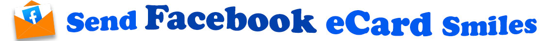 The banner image for this Facebook ecards category has an orange envelope on the right side. The envelope is open and a piece of white card or paper is half pulled up from inside. On the card we see the blue and white Facebook logo, a white F on a blue background. At the right of the envelope are the following words "Send Facebook ecards". The text is in two shades of blue, dark blue and royal blue. The words are set in two curvy lines and on the first line is the word "send", then on the second line are the words "Facebook" and under is the word "eCards". The words are set in a curvy line. The image is at the top of the Facebook ecards page.