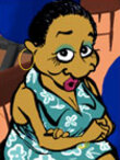 A sassy black woman sits at a table in her favorite cafe.