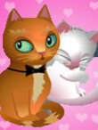A pair of kittes pause in front os a skyscraper in New York. The boy kitty is wearing a bow tie, and the girl kitty wears a tiara, and idly cleans her foot.