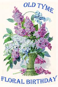 A vase, containing colorful hyacinth blossoms is featured in this free traditional ecard.