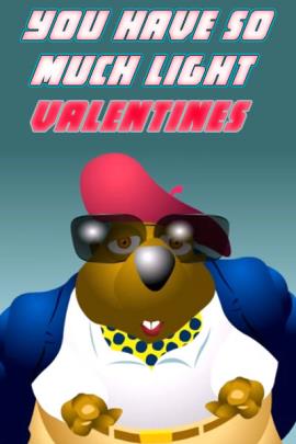A bear dressed as a movie director, in a beret, large sunglasses, a neckerchief, and his jacket draped over his shoulders.