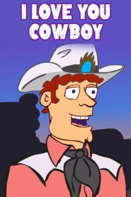 A cowboy in a cowboy hat, neckerchief, and western-style button up shirt.