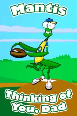 A pimple-faced, teenage praying mantis in a baseball jersey. 