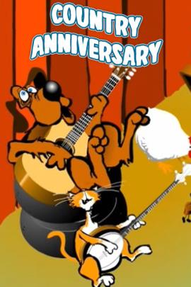 A hound dog plays the guitar and sings.