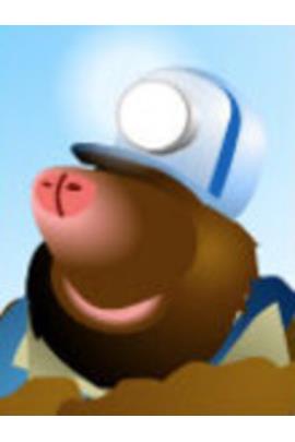 A smiling, cheerful mole wearing a miner's headlamp.