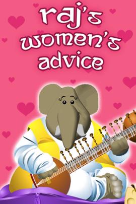 An elephant in yellow and white robes plays the sitar.