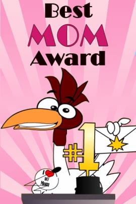 A chicken presents a #1 award at an award show.