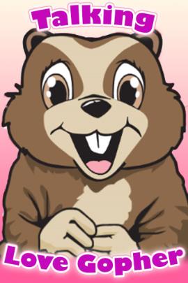 An adorable gopher, surrounded by hearts.