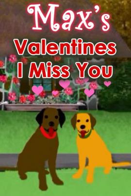 Two Labrador Retrievers sit in front of a quaint cottage.