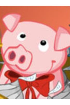 To pigs sit in a basket. They have bows around their necks, and are surrounded by chocolate kiss candies.
