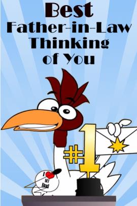 A chicken presents an award at an award show. There is a large #1 trophy on the podium in front of him.