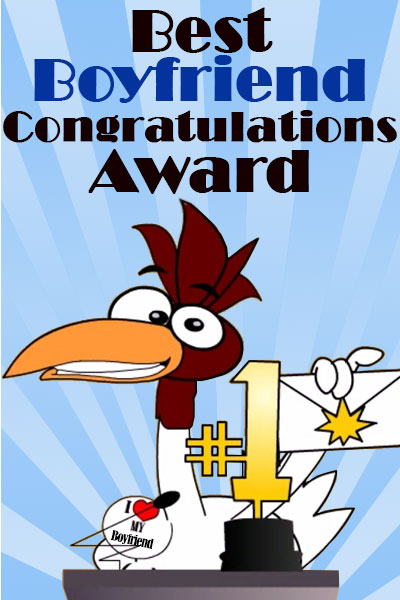 An award show where a chicken is presenting a gold #1 trophy.