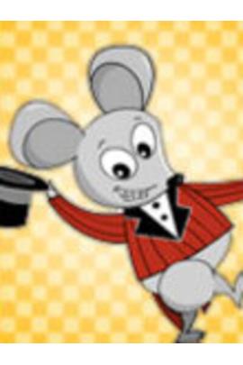 A dancing rat holds a top hat and cane, and smiles cheerfully at the viewer. 