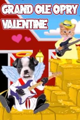 A cat and puppy country music duo sing a song for the viewer.