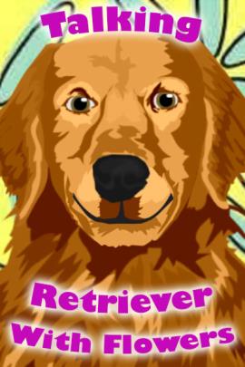A smiling golden retriever looks happily at the viewer.