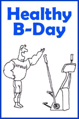 A Mike Du Jour cartoon of a muscle man working out on an exercise bike.