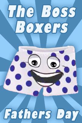 A pair of polka dotted boxer shorts with a smiling face is featured in the thumbnail image of this funny Fathers Day card.