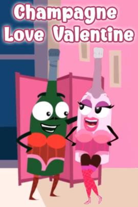 Two bottles of champagne, a male and a female, each are wearing lingerie.