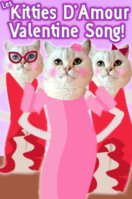 A trio of kitties in glamorous gowns.