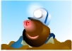 A smiling, cheerful mole wearing a miner's headlamp.