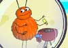 A small, brown, fuzzy bug looks at the viewer while preparing food on its grill.