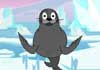 A seal looks at the viewer, clapping his hands together happily.