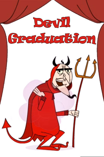 The preview image of this funny graduation ecard is a devil, dressed all in red, and holding a pitchfork.