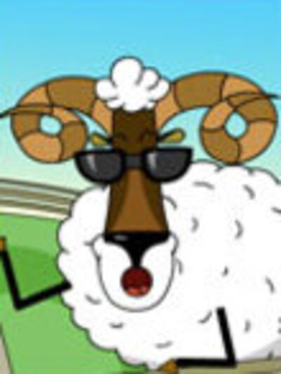 A sheep wearing sunglasses sings a song.