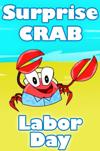 A cheerful looking crab dances on the beach.