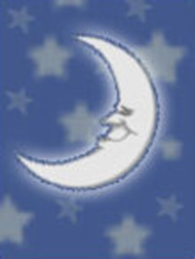 A contented moon sleepy quietly among the stars.