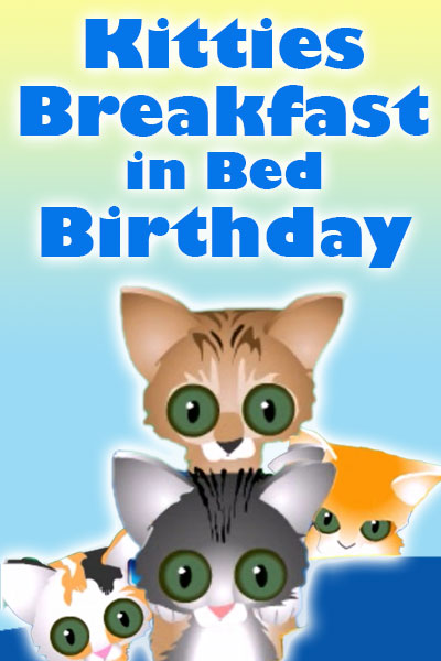 In the thumbnail for this adorable birthday card is a group of wide-eyed kitties staring expectantly at the viewer, whom they have just woken from sleep.