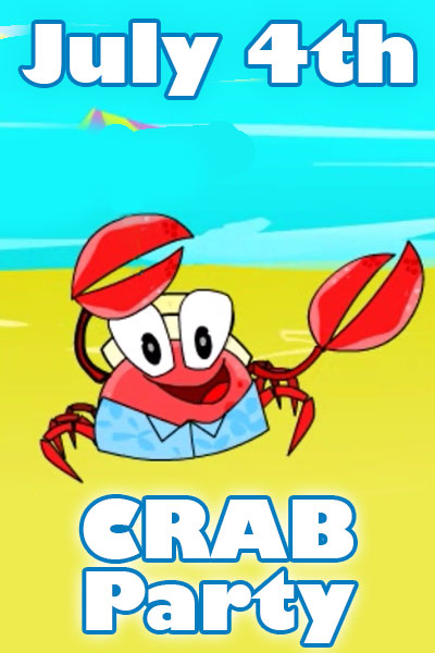 A crab plays happily on a beach.