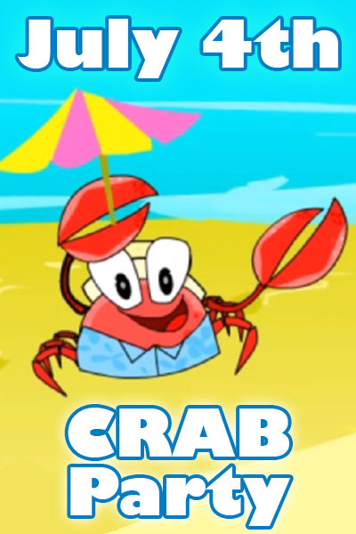 A crab plays happily on a beach.