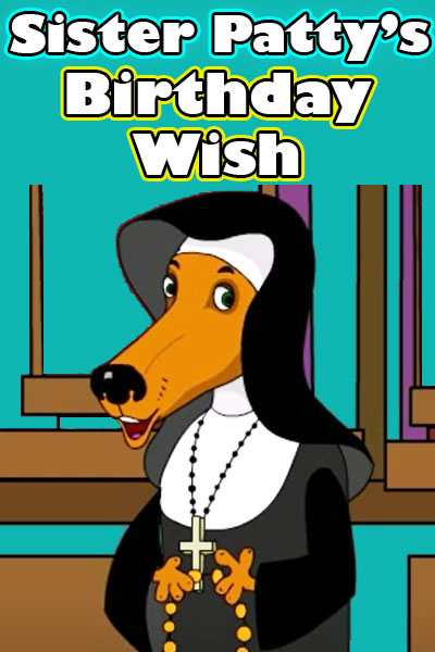 A dog in a nun outfit.