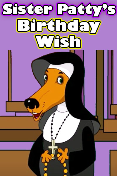 A dog in a nun outfit.