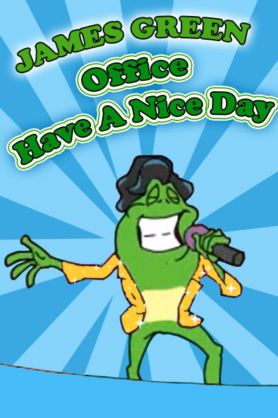 A frog dressed in the style of James Brown, singing into a microphone.