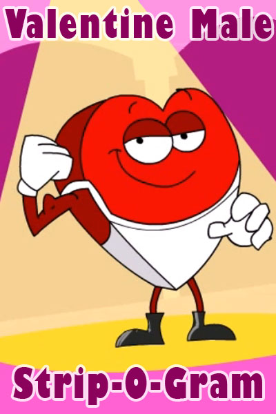 A heart wearing nothing but his underwear, flexing his muscles, and looking seductively at the viewer.