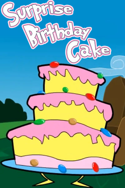 The preview image for this weird birthday ecard is a cartoon cake, yellow and pink icing, and multicolored sprinkles. The cake is resting on a plate, and below the plate are the cake’s legs.