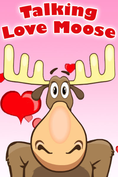 A moose with hearts all around him.