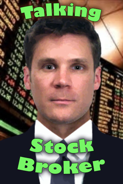 A man in a suit looks at the viewer. There is a stock market ticker behind him.