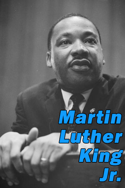 Dr. Martin Luther King Jr. speaking and leaning on a podium during a speech.
