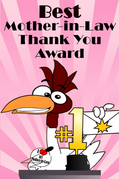 a chicken presenting an award at an award show. He is standing at a podium with a large #1 trophy in front of him.