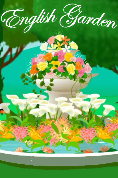 A beautiful Mother's Day cards thumbnail, featuring a fountain full of colorful flowers, and trailing ivy.