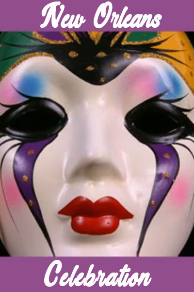 A colorful Mardi Gras masquerade mask.