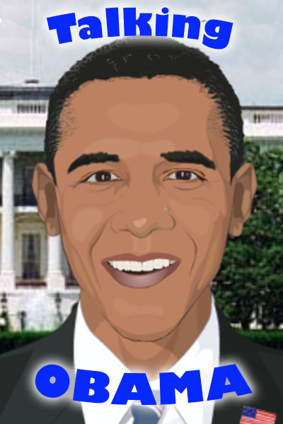 A smiling illustration of Barack Obama.