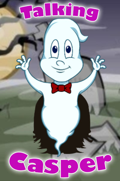 A cute ghost rises from a grave.