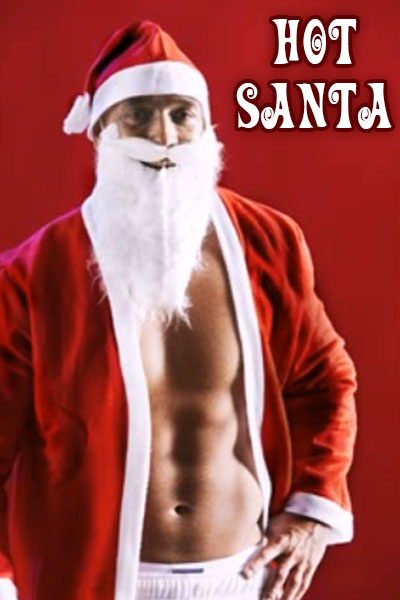 The number 4, above the word Her, indicating that this ecard is geared towards women, because it contains racy photos of men dressed as Santa.